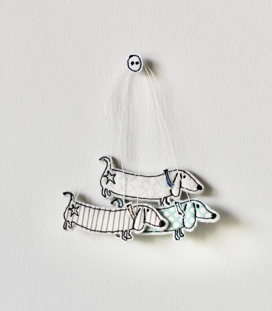 'Three Dinky Dachshund' - Hanging Decoration