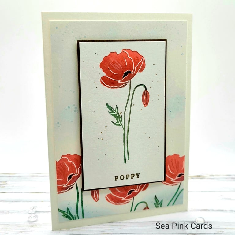 Blank Red Poppy Card - textured, embossed, all occasions, birthday, remembrance
