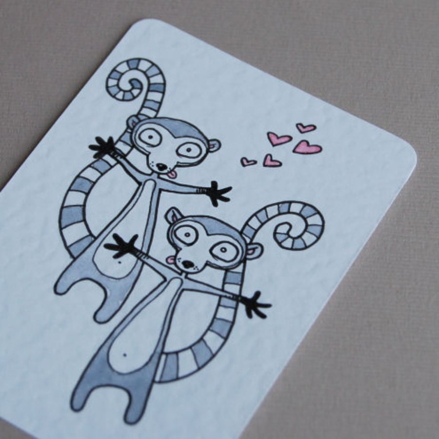 lovely pair o' lemurs (mini art card/aceo)