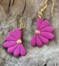 Dark Pink Daisy Floral Drop Earrings - Image 2