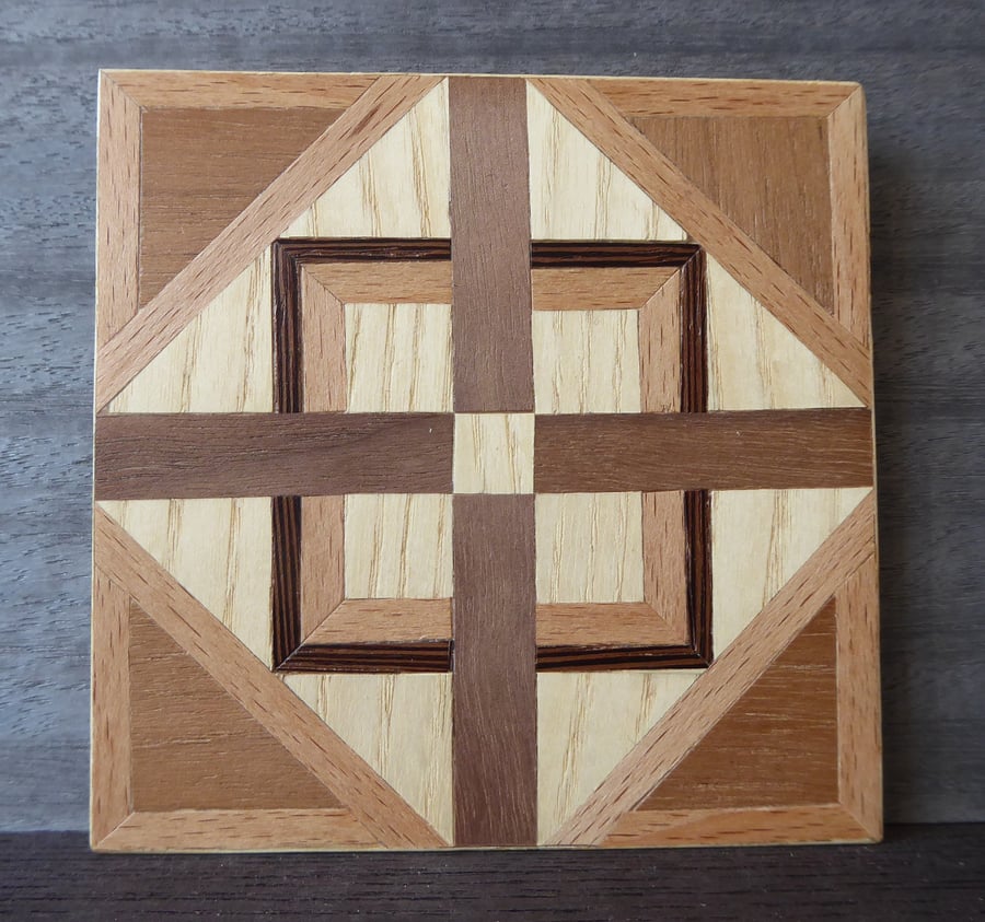 Wood veneer coaster