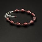 Murano plum garnet and sterling silver Venetian glass handmade bracelet