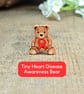 Heart Disease Awareness Teddy Bear Pin, Handmade Red Ribbon Brooch, Personalised - Image 9