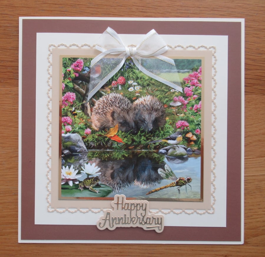 Hedgehogs by the Waterside - Large Anniversary ... - Folksy