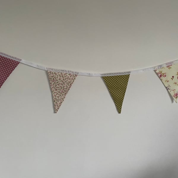  Pink and Green Cotton Bunting. (024)