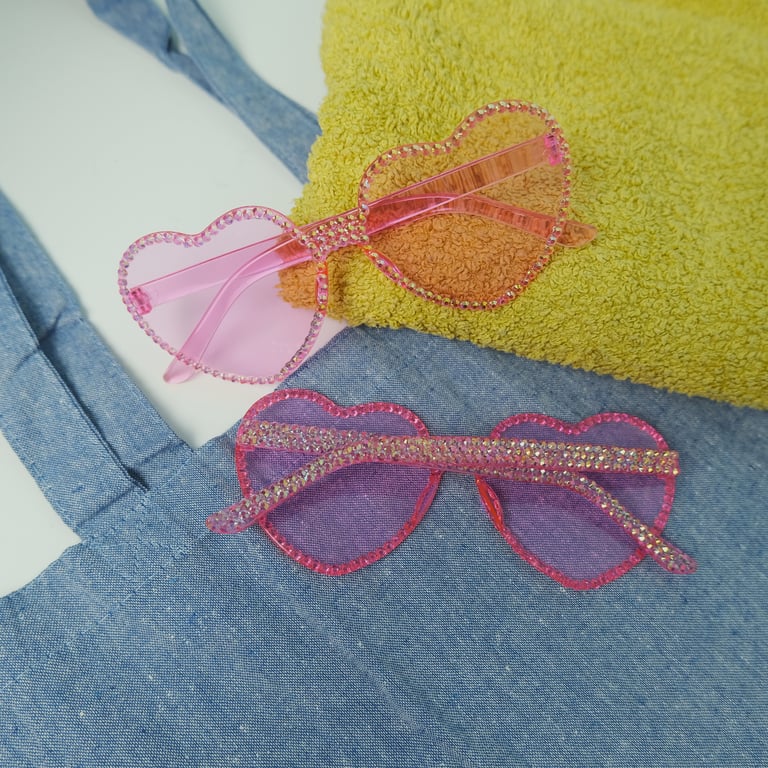 Pink Heart Glasses With Rhinestones 