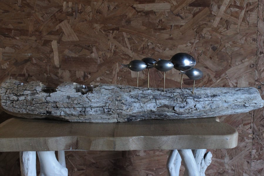 Driftwood & spoon fish tea light holder