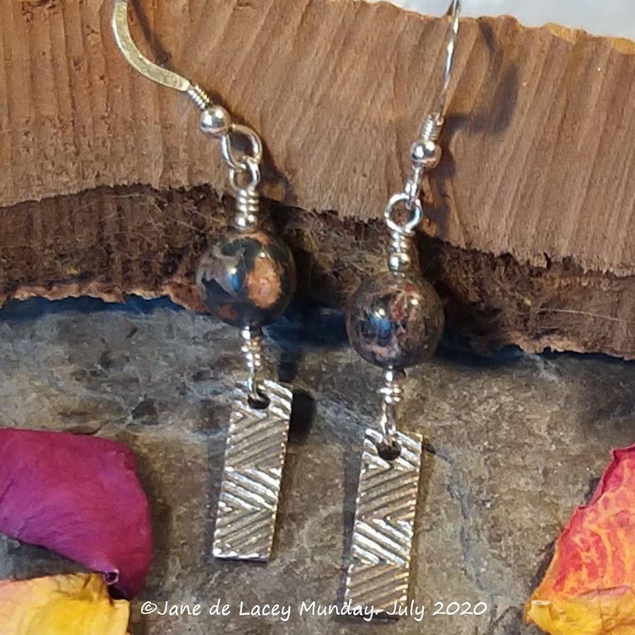 Leopardskin Jasper Silver Earrings