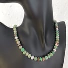 Silver and chrysoprase organic earthy bead necklace