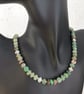 Silver and chrysoprase organic earthy bead necklace