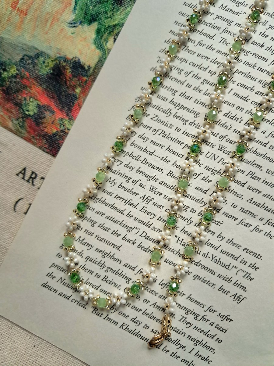 Green Garden Beaded Necklace&Bracelet Set  handmade jewellery gifts
