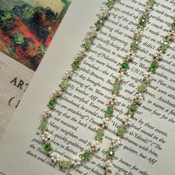 Green Garden Beaded Necklace&Bracelet Set  handmade jewellery gifts