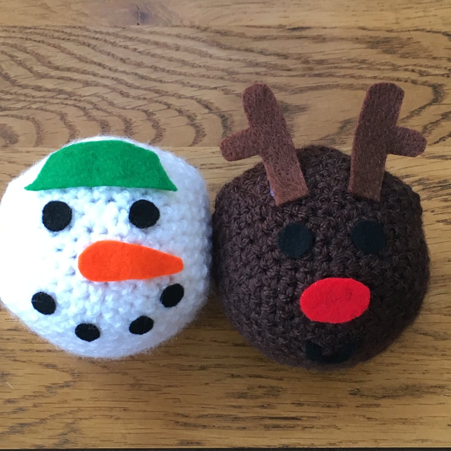 Snowman and Reindeer Chocolate Orange Cover - Set of 2