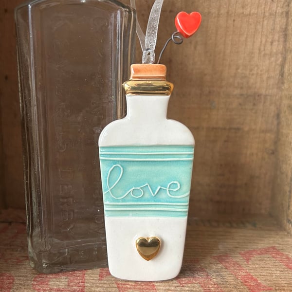 Ceramic Love Spell Potion Bottle decoration Blue