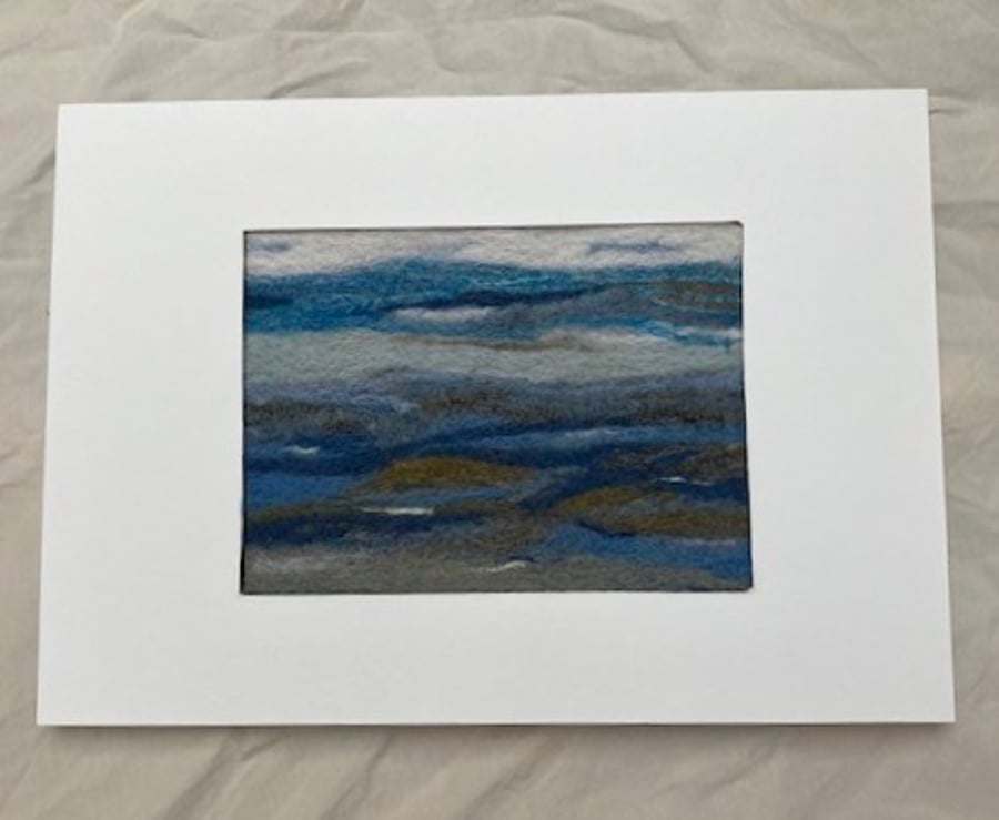 Sea meets sky felted picture.