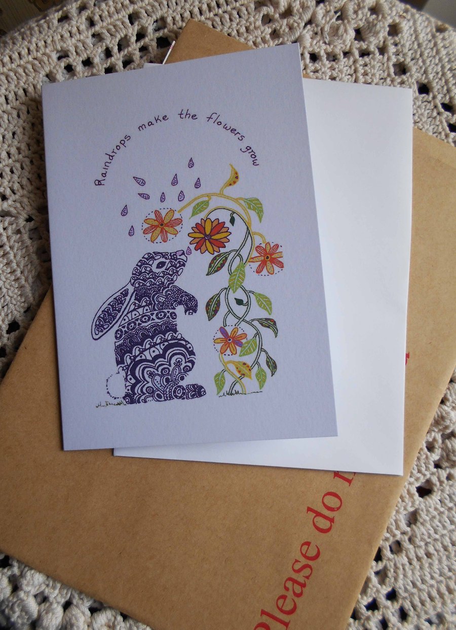 Pack of 4 Bunny and Flowers Thank You Cards