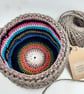 Small Crocheted Cotton and Jute Storage Basket - Pink - Image 1