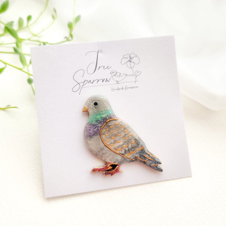 Hand-painted Bird Brooch