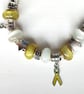 Cancer Awareness Charm Bracelet Yellow Glitter & White European 8" 20cms - Image 4