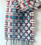 Handwoven Lambswool Scarf in Red and Brown, Golfballs 5 - Image 6