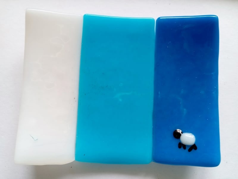 Fused  glass soap dish with Sheep detail