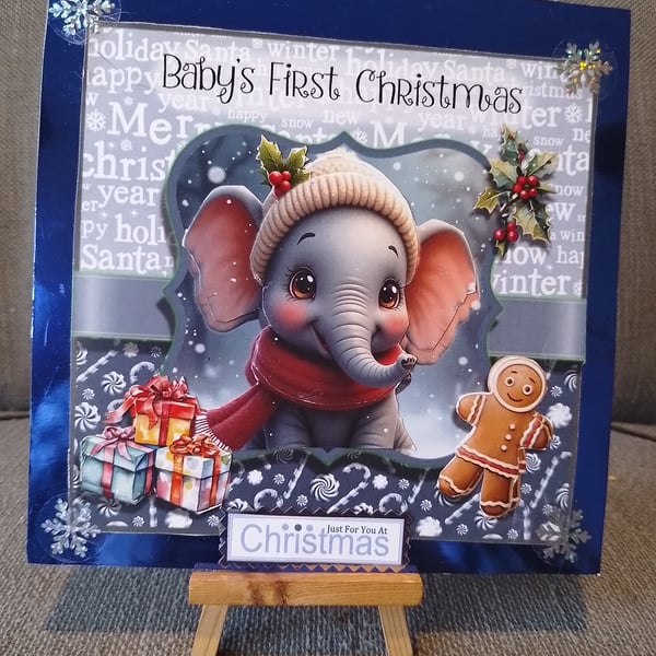 Elephant First Christmas Handmade card