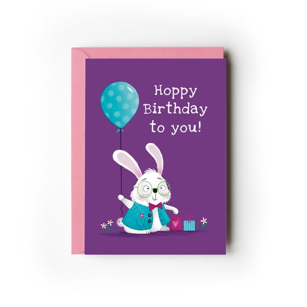 Rabbit Hoppy Birthday Card