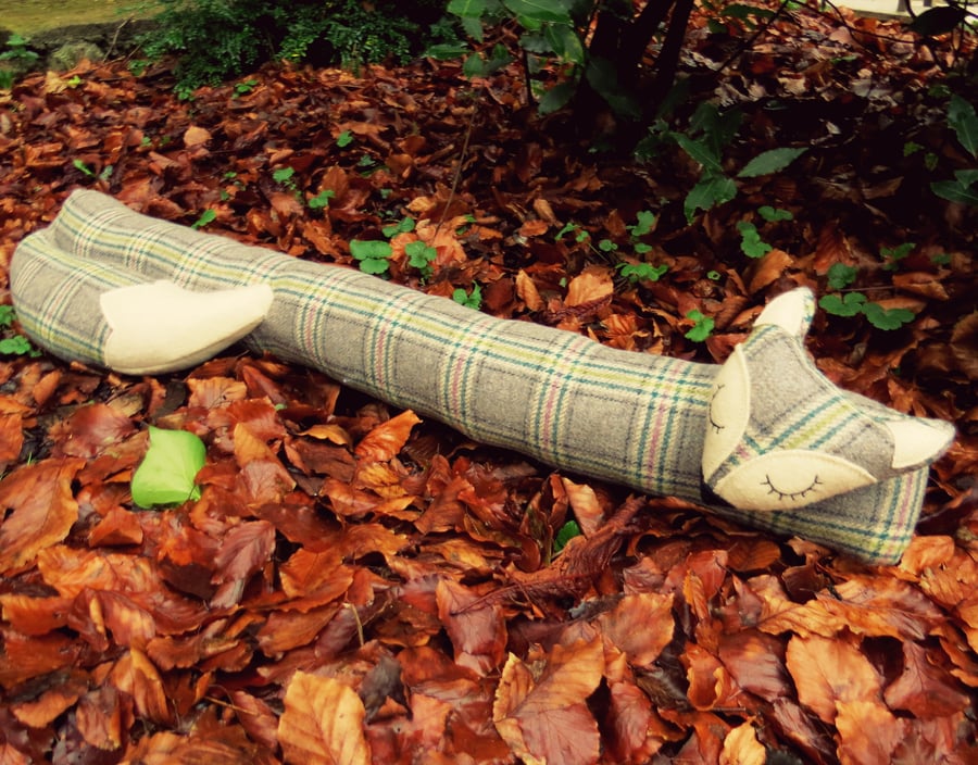 Long fox. A tartan fox draught excluder made from pure wool.  104cm in length.