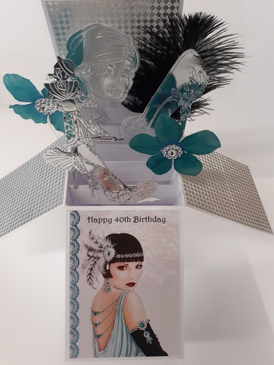 Ladies art deco 40th Birthday Card
