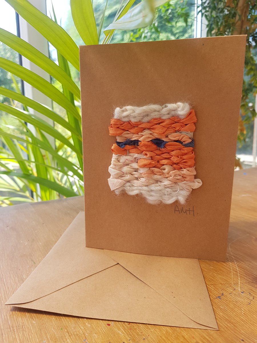 Mini Weaving Greetings Card 'Peaches'
