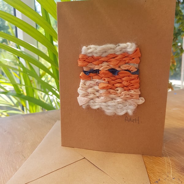 Mini Weaving Greetings Card 'Peaches'