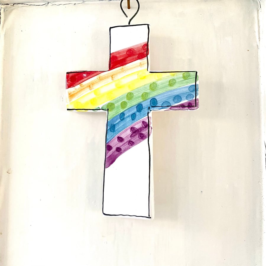 Rainbow Ceramic Cross