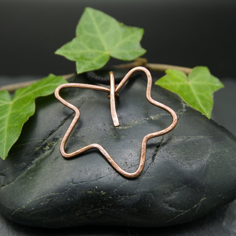 Ivy Leaf Hammered Copper Pendant