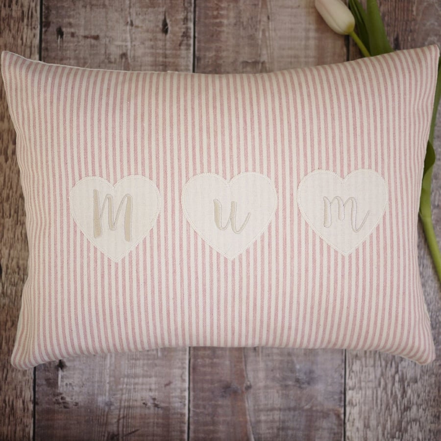 personalised cushion, gift for mothers day, gift for mum, pink cushion