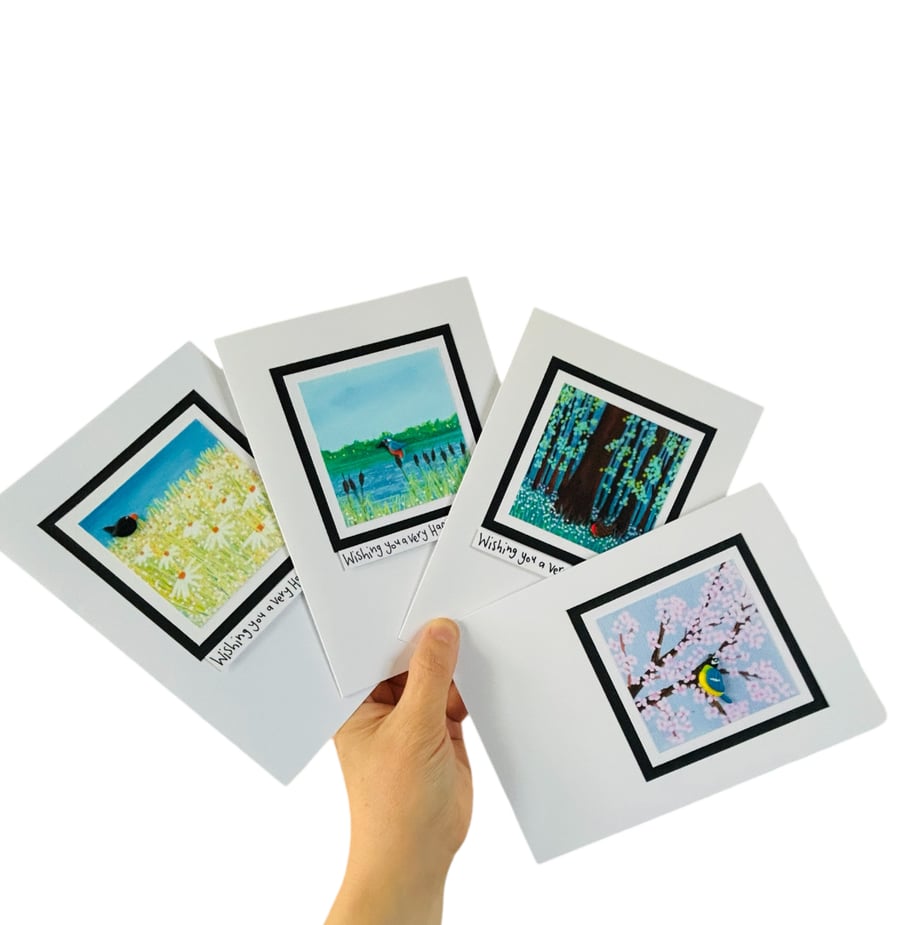 British Birds Birthday set of 4 Cards