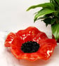 Handcrafted Fused Glass Poppy Bowl - Vibrant Red with Black Centre
