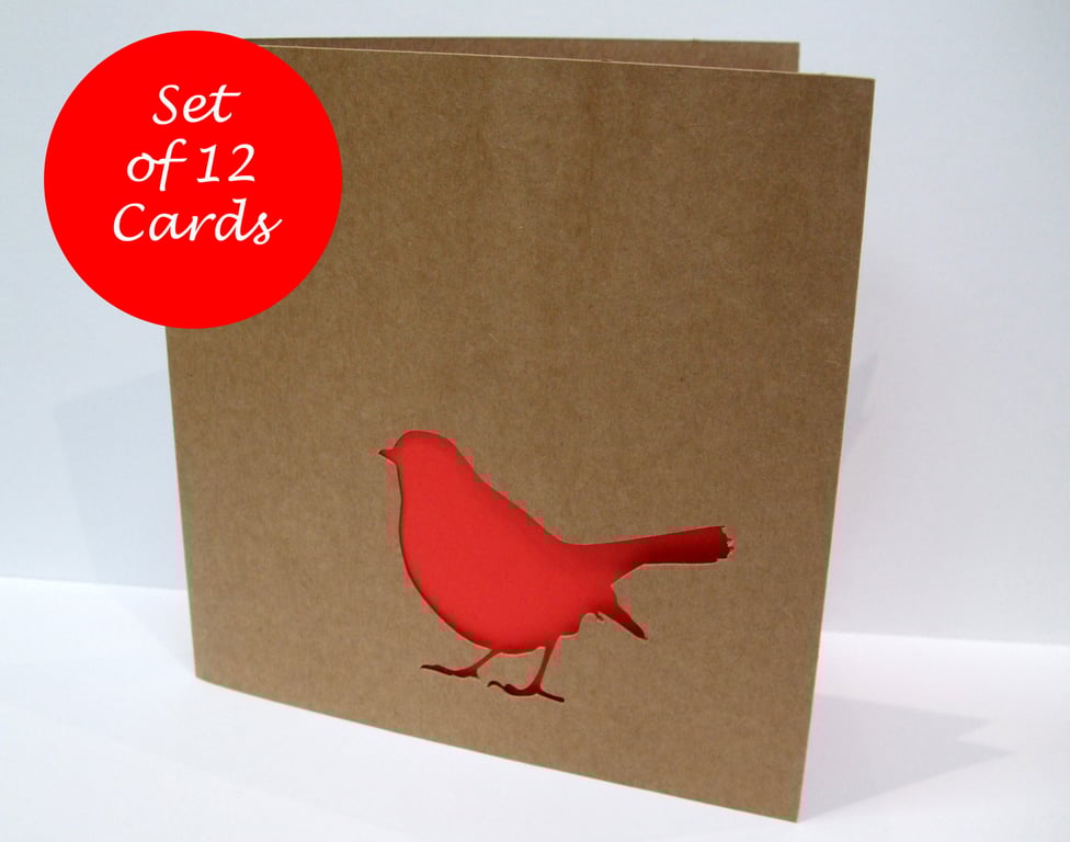 Set of 12 Robin Christmas Cards 