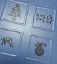  Pack of 4 Christmas Cards on shiny card with festive printed decor, artisan - Image 2