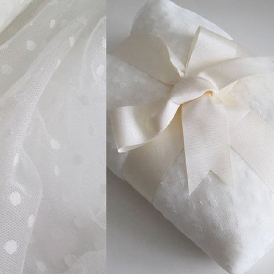 Ivory polka dot tulle fabric - 45" wide - sold per metre