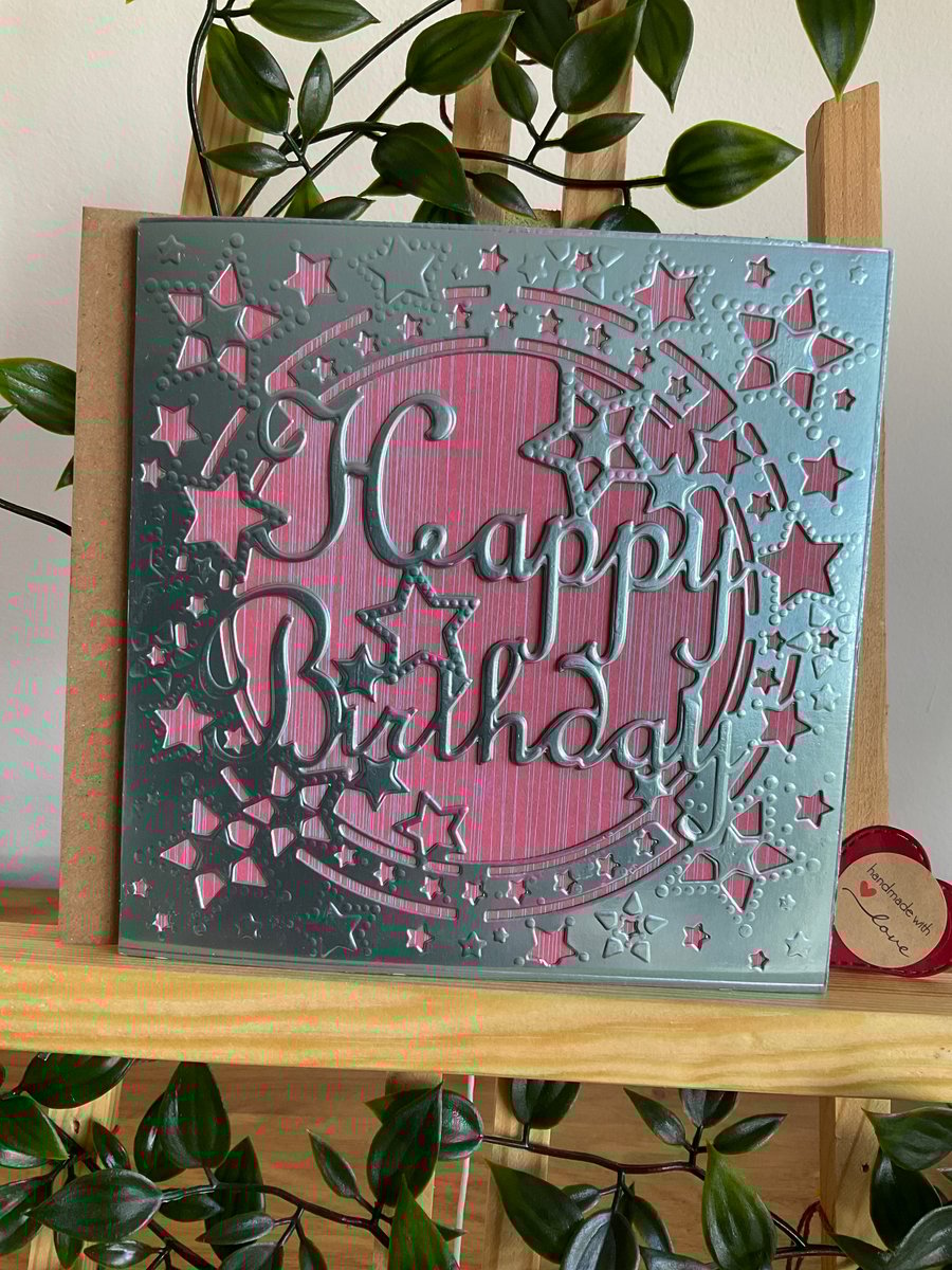 Metallic effect birthday card