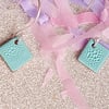 Copper Diamond Shaped Earrings with Teal Enamel