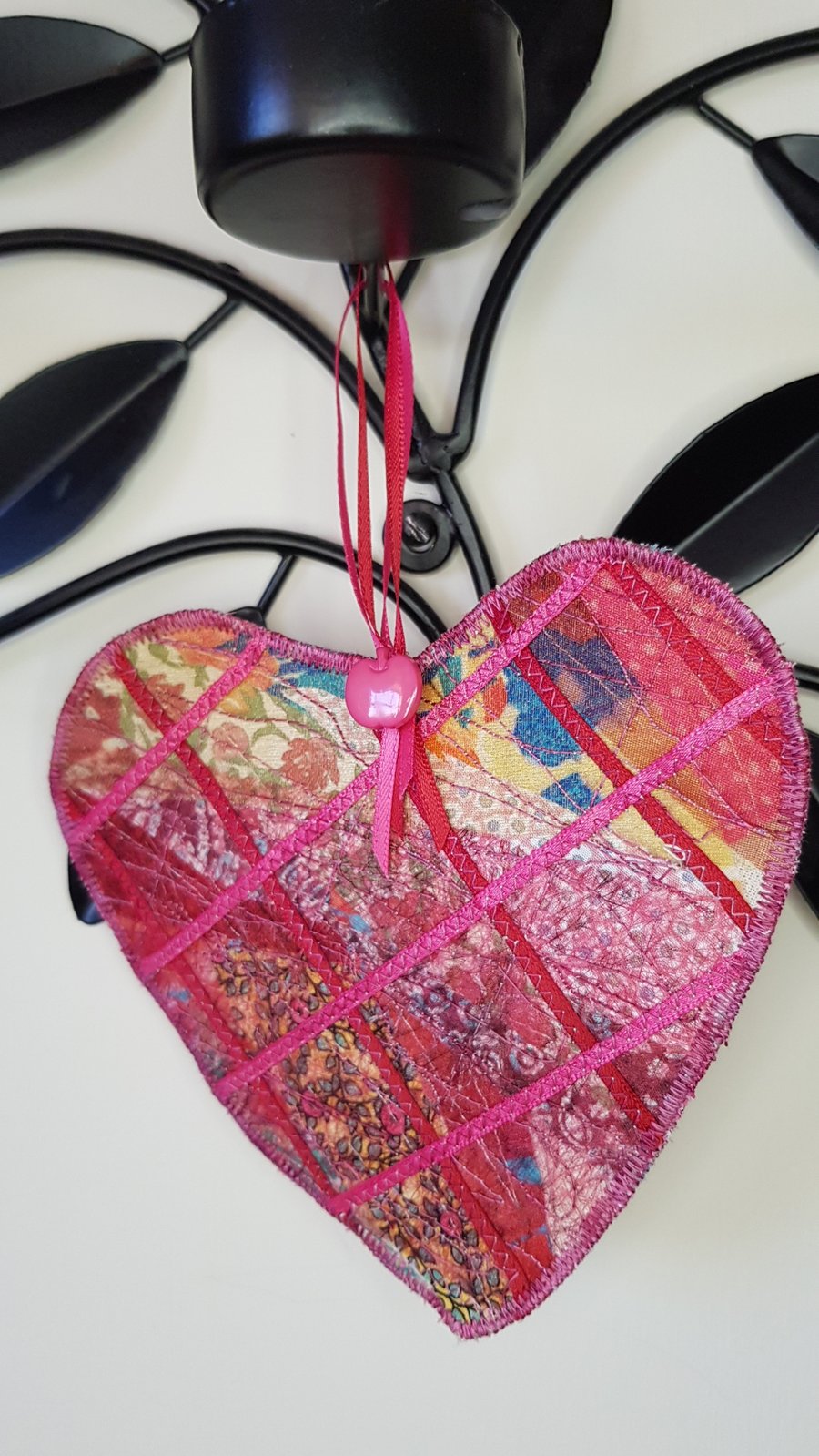 Textile hearts: Pretty in Pink, large