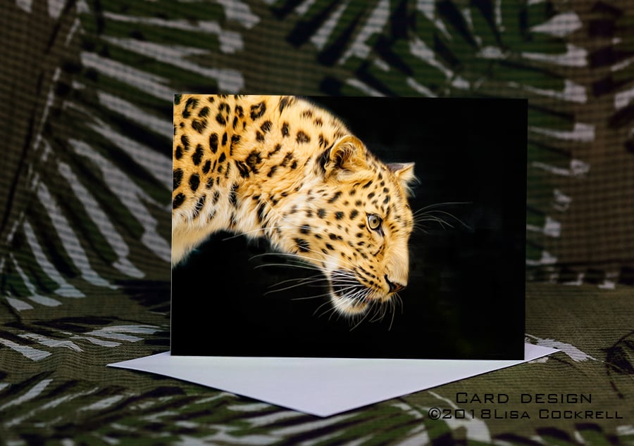 Exclusive Handmade Leopard Greetings Card on Archive Photo Paper