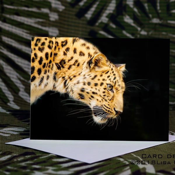 Exclusive Handmade Leopard Greetings Card on Archive Photo Paper
