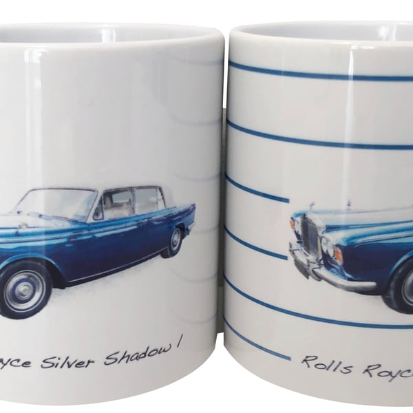 Rolls Royce Silver Shadow I - 11oz Ceramic Mug - Plain or Stripe Design