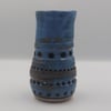 Ceramic blue textured vase for dried flowers, hand thrown
