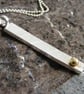 Sterling Silver and 18Ct Yellow Gold Bar Pendant and Chain - Hallmarked - Image 5