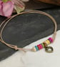 Adjustable cotton cord anklet with multicoloured howlite beads and heart charm - Image 2