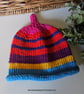 Colourful Pure Aran Cotton Baby Beanie Hat 0-3 months size  - Image 2