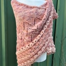Soft and Fluffy Merino Wool Peaches and Cream Handknitted Lace Shawl